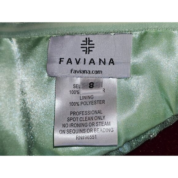 Faviana Women's Strapless Light Green Evening Gown Ruched Bodice Dress Sz 8 2221 - Picture 8 of 15
